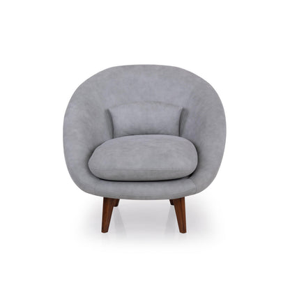 Suede Barrel-Back Accent Chair in Ice Grey