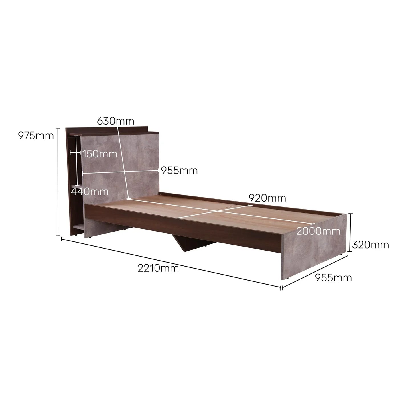 Single Bed with Storage Headboard