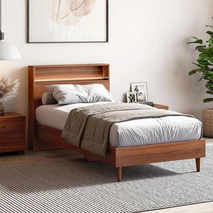 Single Bed in Walnut Finish with LED Light