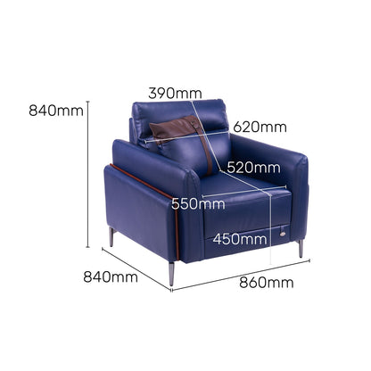 Leatherette 1 Seater Sofa in Galaxy Blue