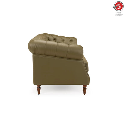 Leatherette 3 Seater Chesterfield Sofa in Olive Green