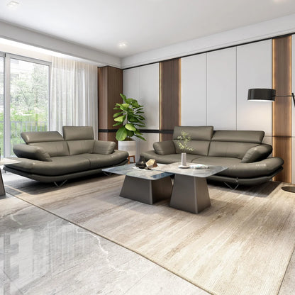 Leatherette 3 Seater Sofa with Adjustable Headrest