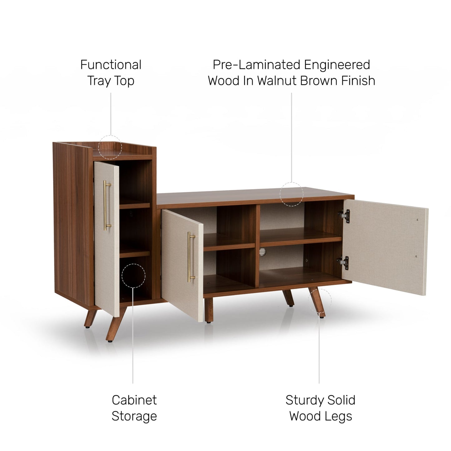 Shoe Cabinet in Walnut Finish