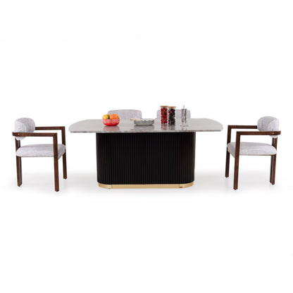 Natural Stone 6 Seater Dining Set with Storage