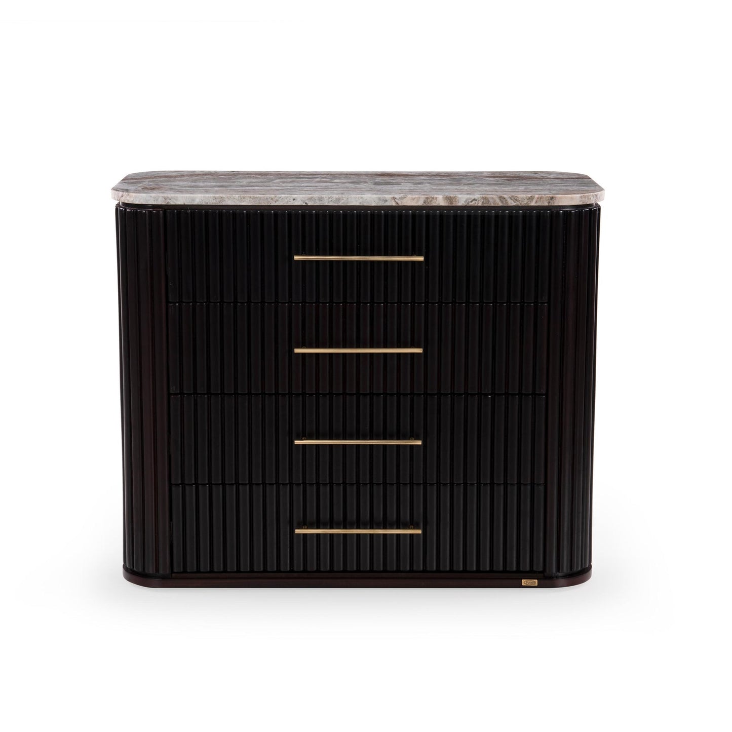 Fluted Chest of Drawers with Natural Stone Tabletop