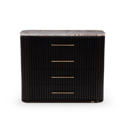 Fluted Chest of Drawers with Natural Stone Tabletop