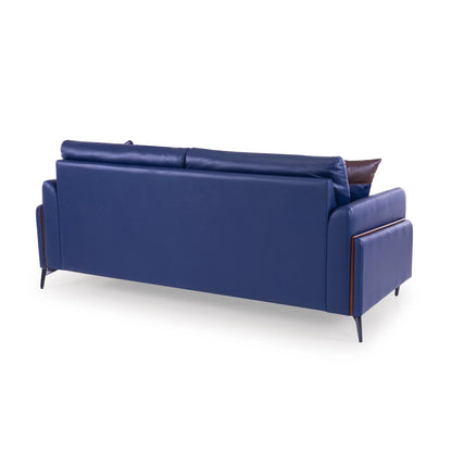 Leatherette 3 Seater Sofa in Galaxy Blue