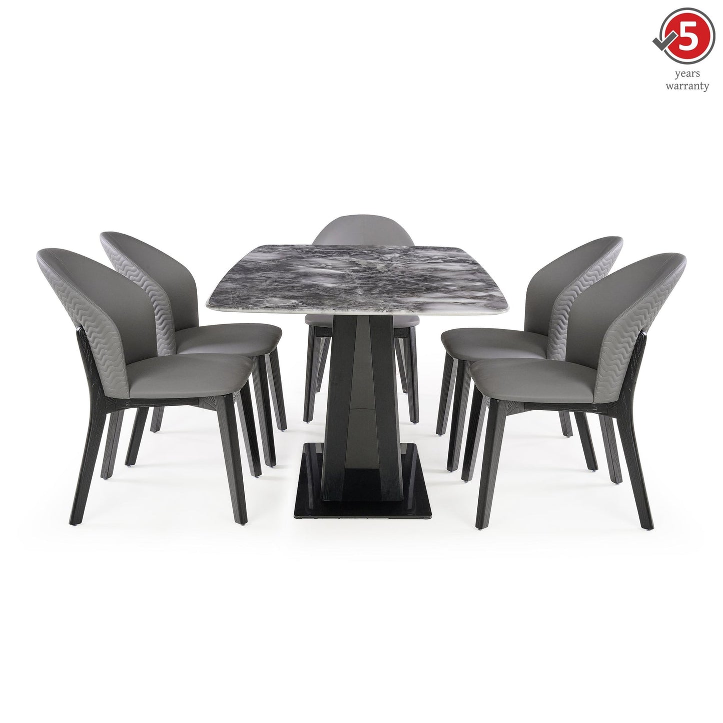 6 Seater Dining Set with Marble Finished Top