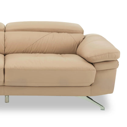 Leather 3 Seater Sofa with Adjustable Headrest