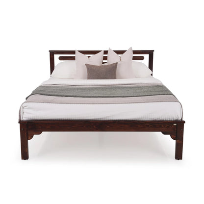 Solid Wood King Size Bed in Walnut Finish