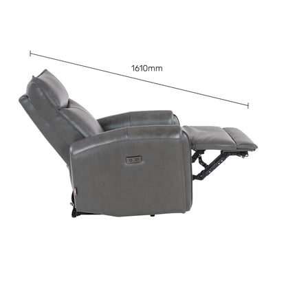 Leather 3 Seater Power Recliner with Charging Ports