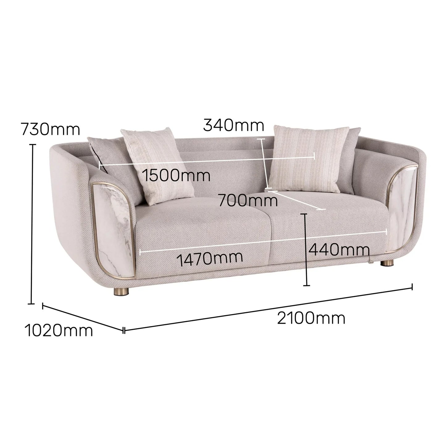 Tweed 2 Seater Sofa in Sea Salt Grey