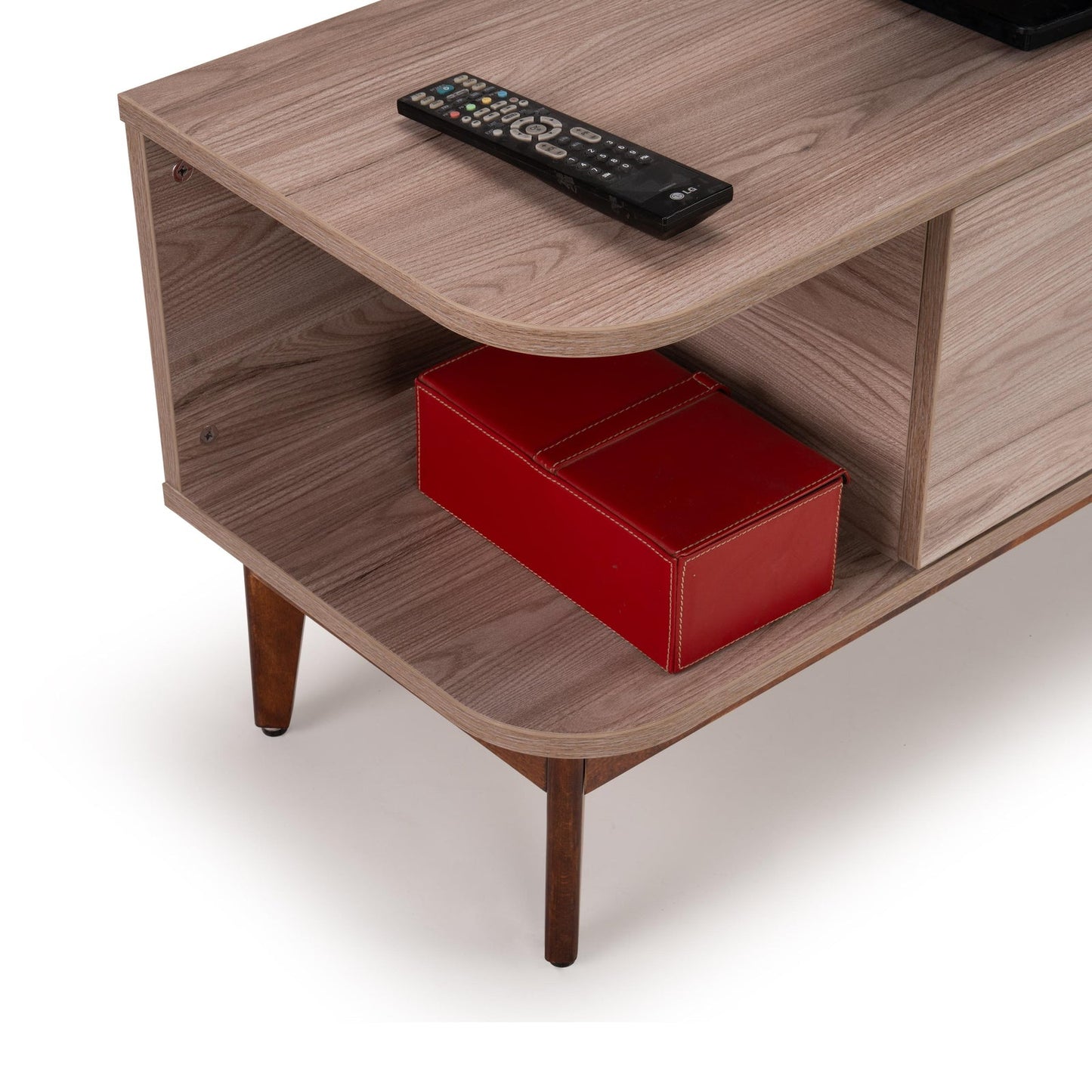 TV Unit in Light Grey Finish with Laminate Top