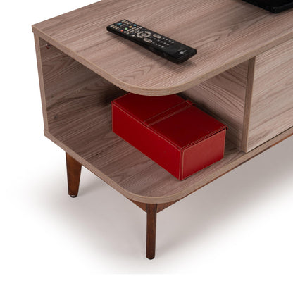 TV Unit in Light Grey Finish with Laminate Top