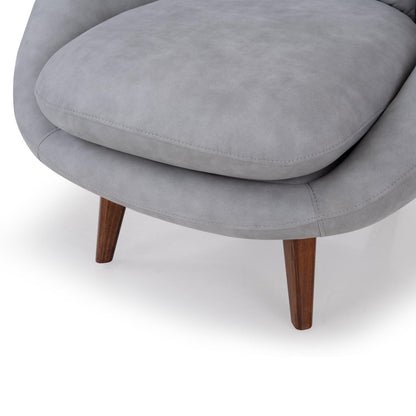Suede Barrel-Back Accent Chair in Ice Grey