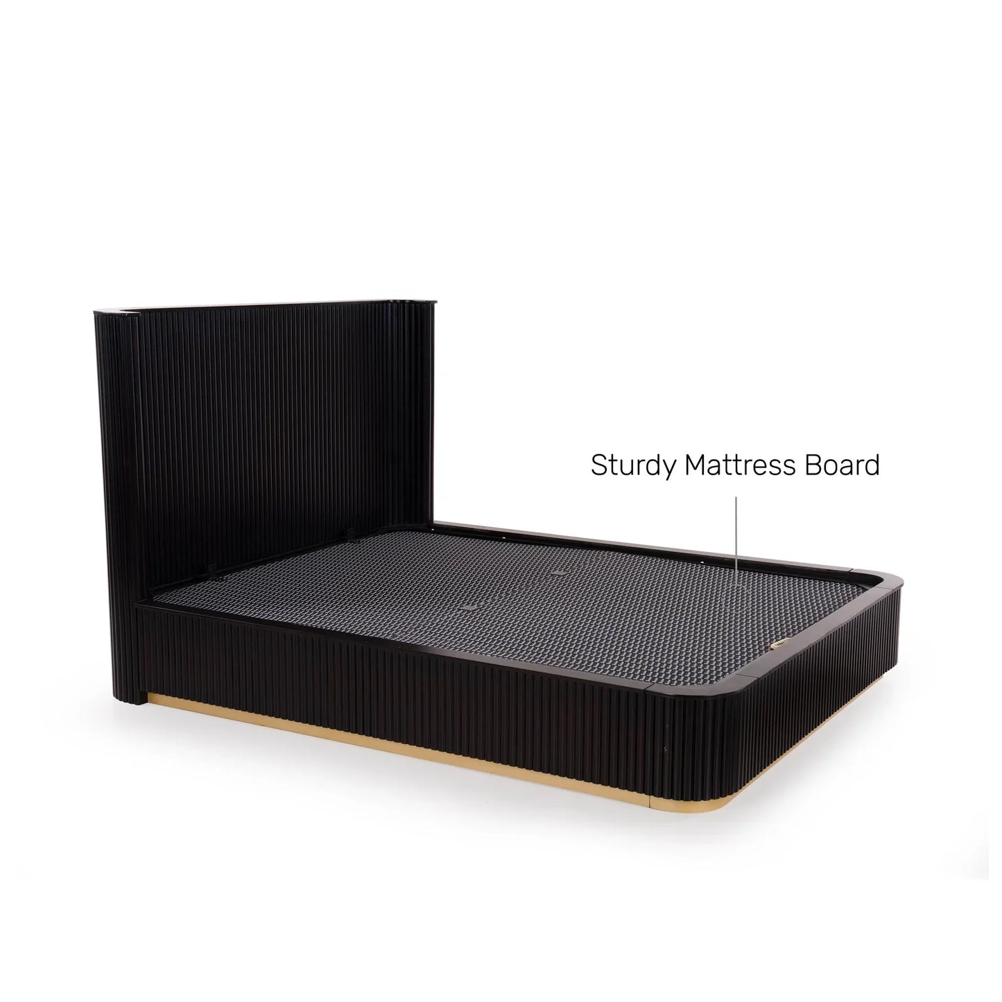 Fluted Wingback Queen Size Bed with Hydraulic Storage