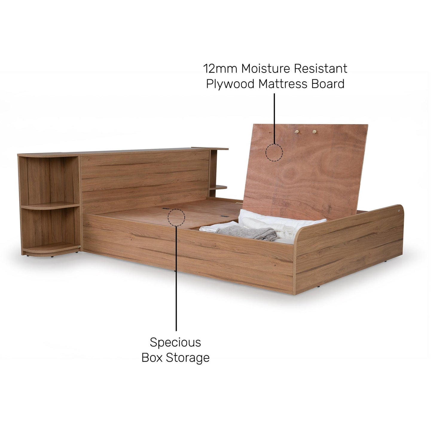 Queen Size Bed with Storage & Headboard Extensions