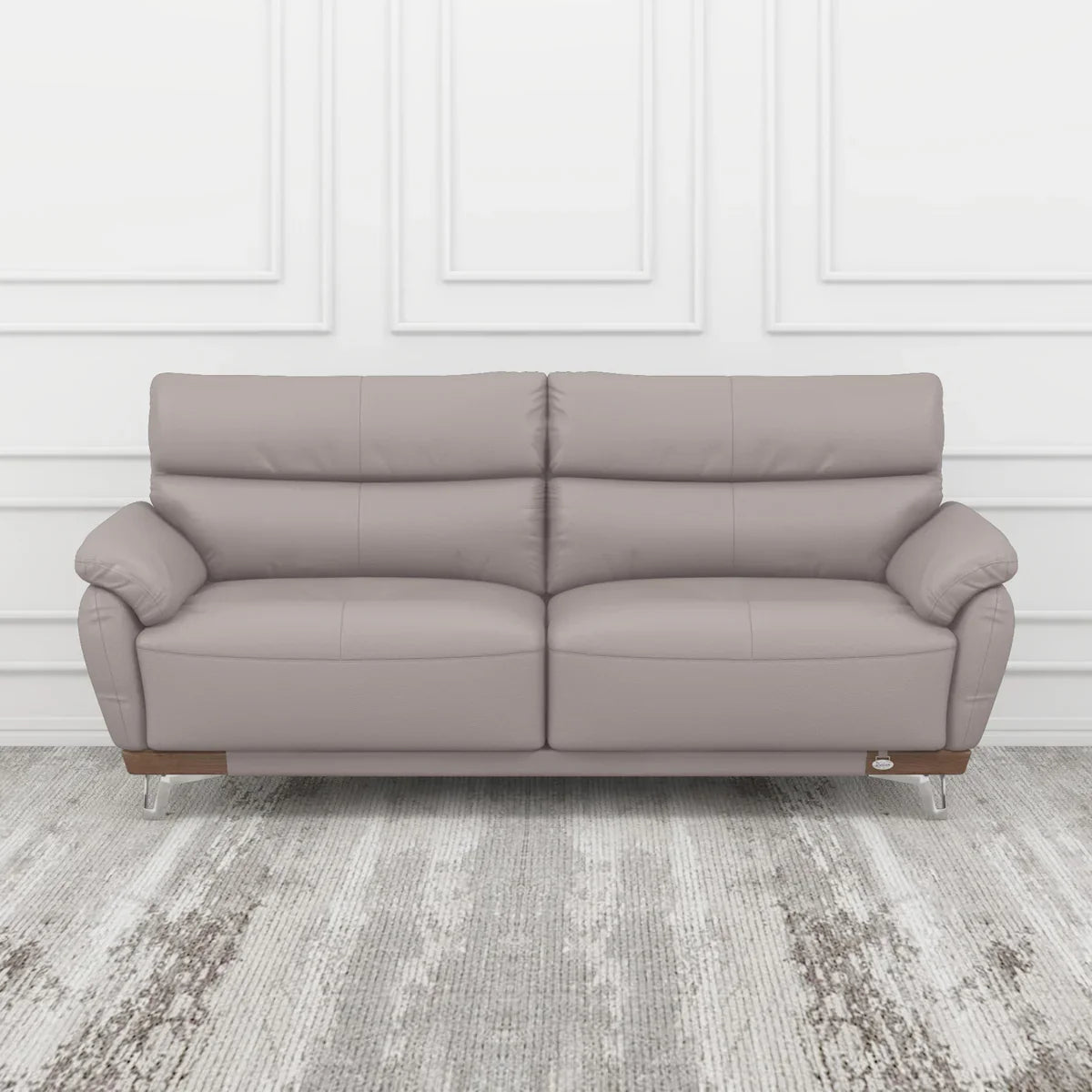 Leather 3 Seater Sofa in Light Grey