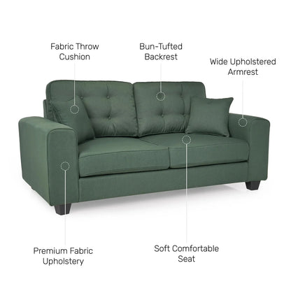 Linen 3 Seater Sofa in Fern Green