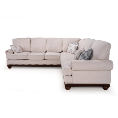 Linen Rolled Arms Corner Sofa in Beige