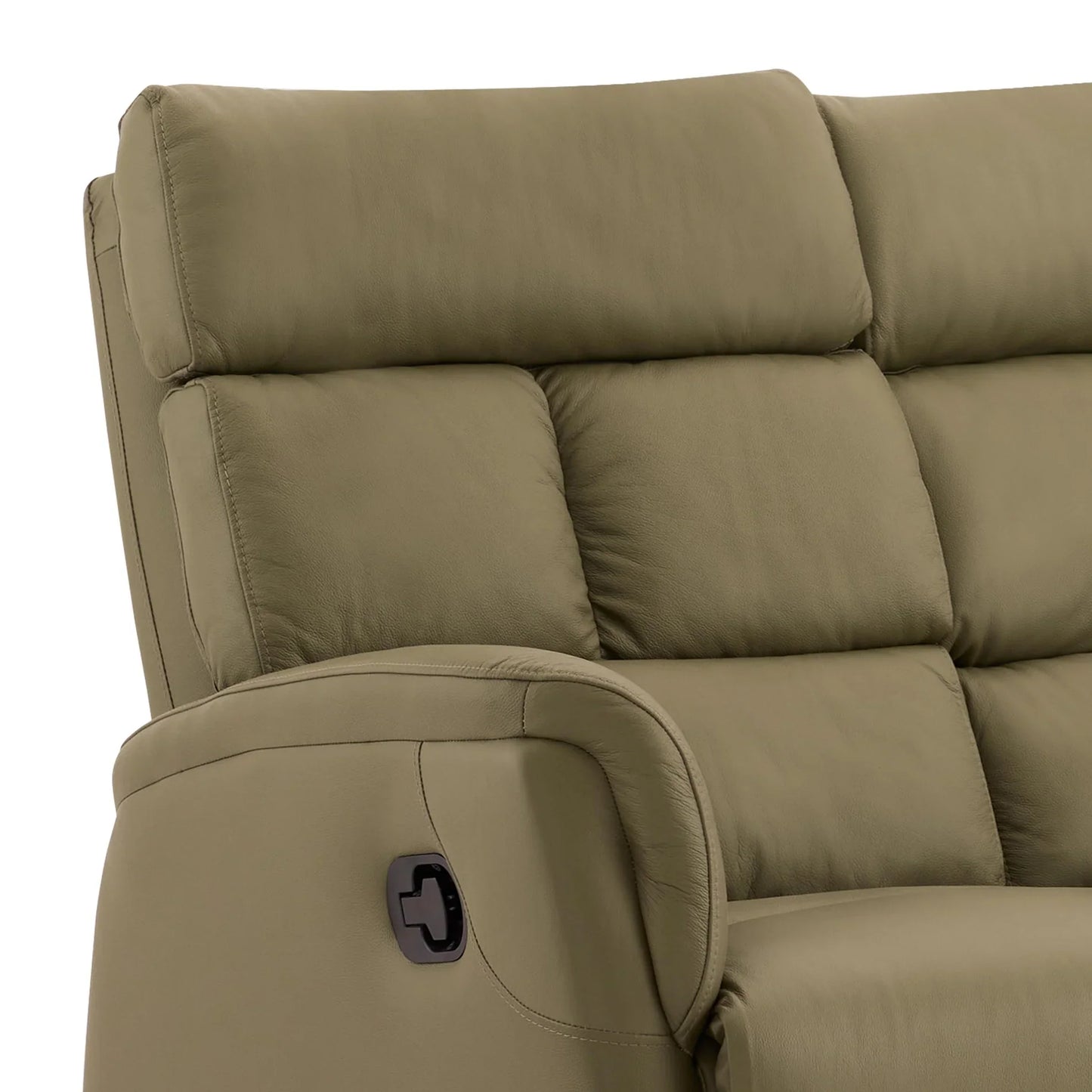 Leather 3 Seater Reclining Sofa in Olive Green