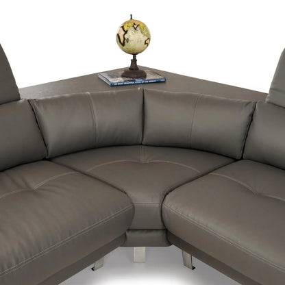 Leatherette L-Shape Sofa with Adjustable Headrest