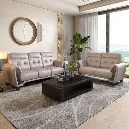 Leather 3 Seater Sofa in Light Grey