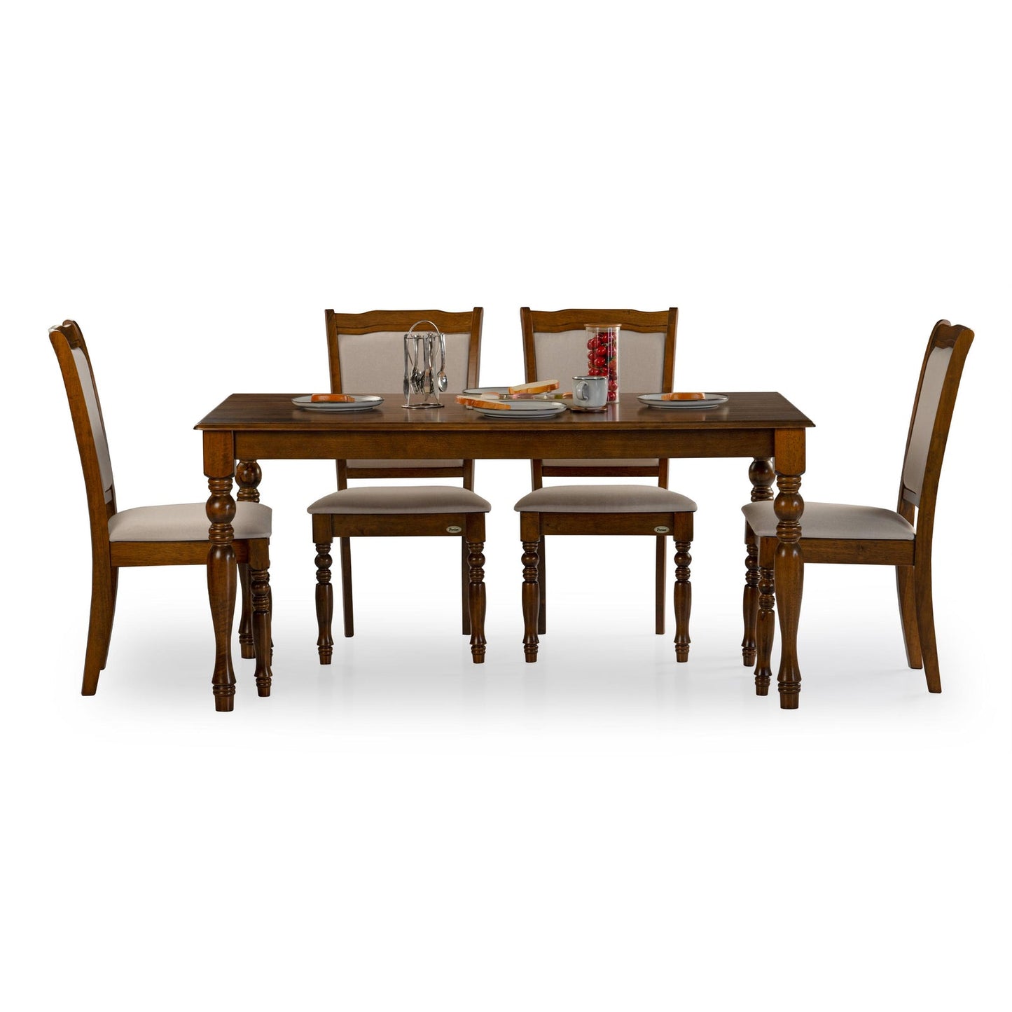 Solid Wood 6 Seater Dining Set in Burnished Oak Finish