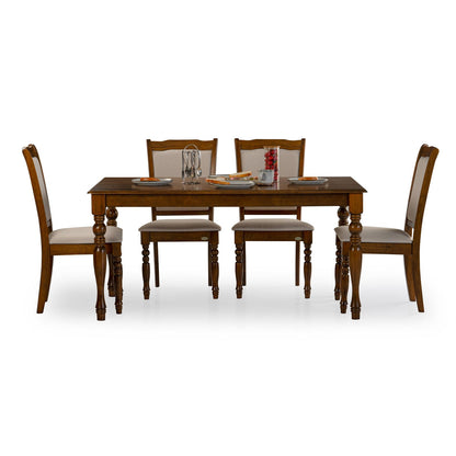 Solid Wood 6 Seater Dining Set in Burnished Oak Finish