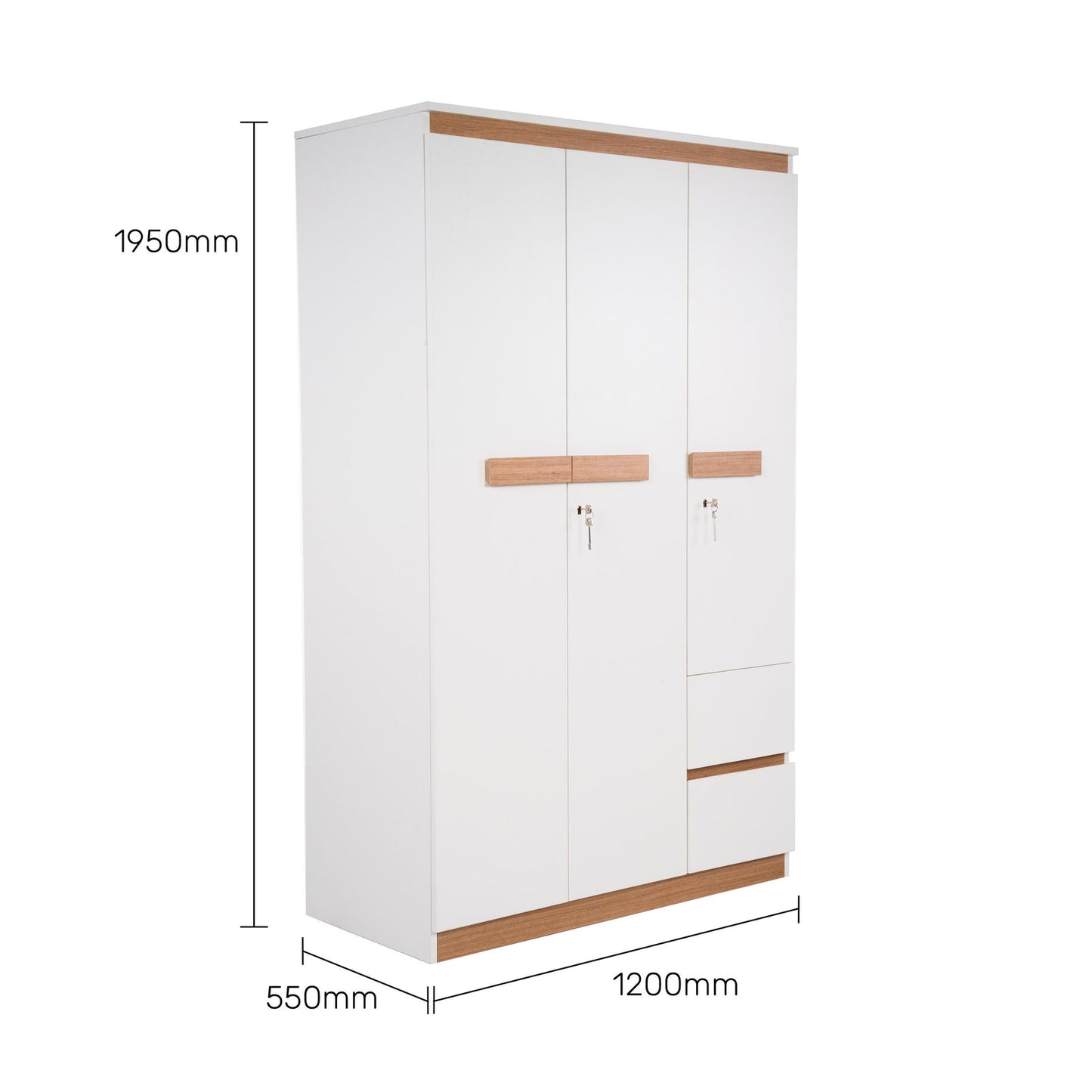 3 Door Wardrobe in Frosty White