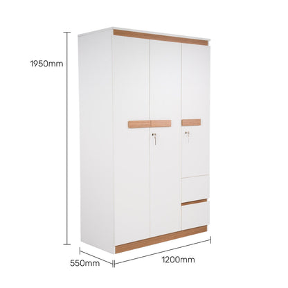 3 Door Wardrobe in Frosty White