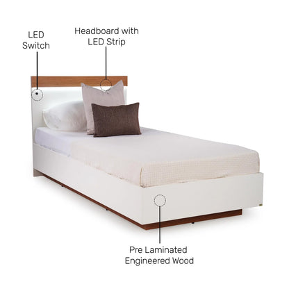 Single Bed in Frosty White with LED Light