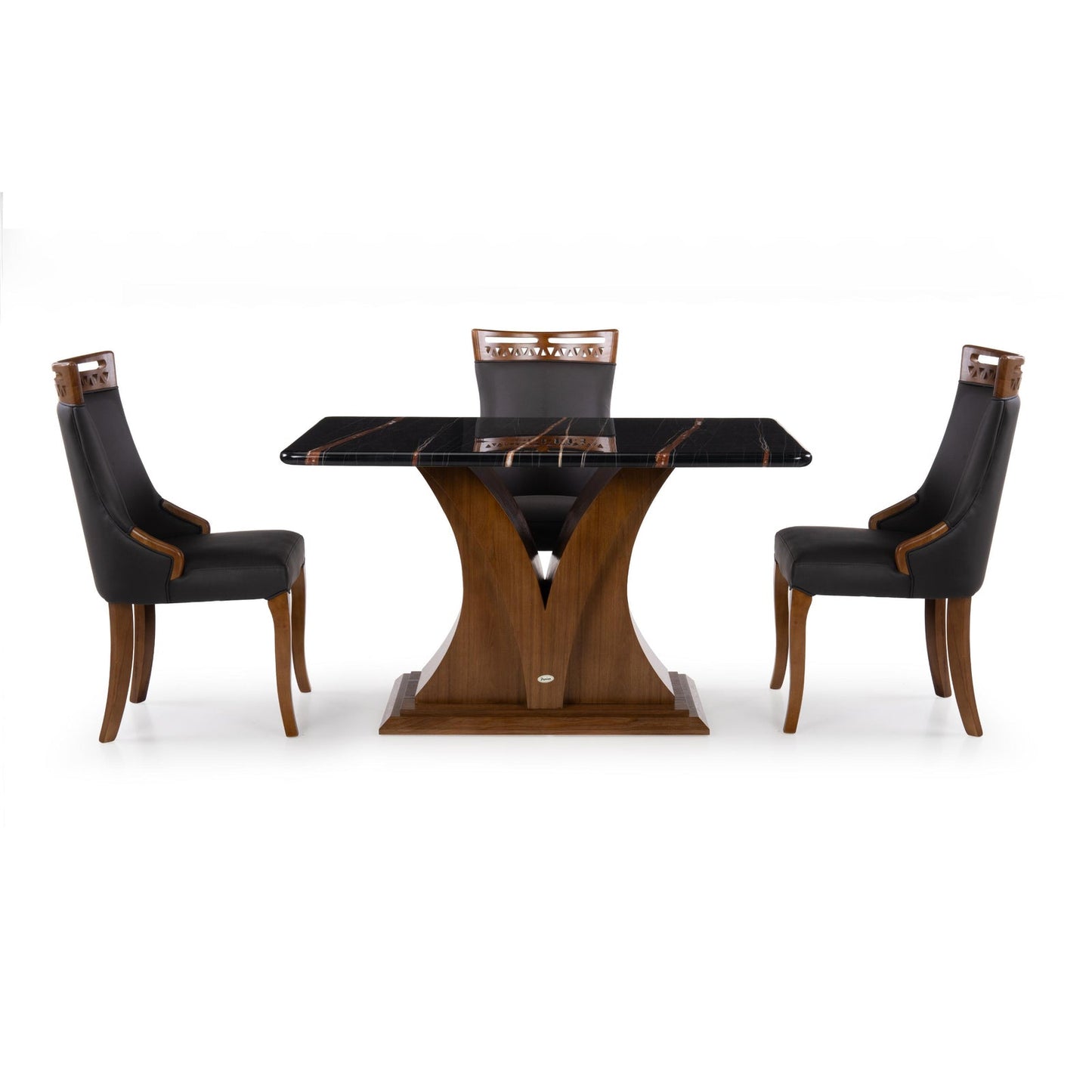 4 Seater Dining Set with Marble Finished Top