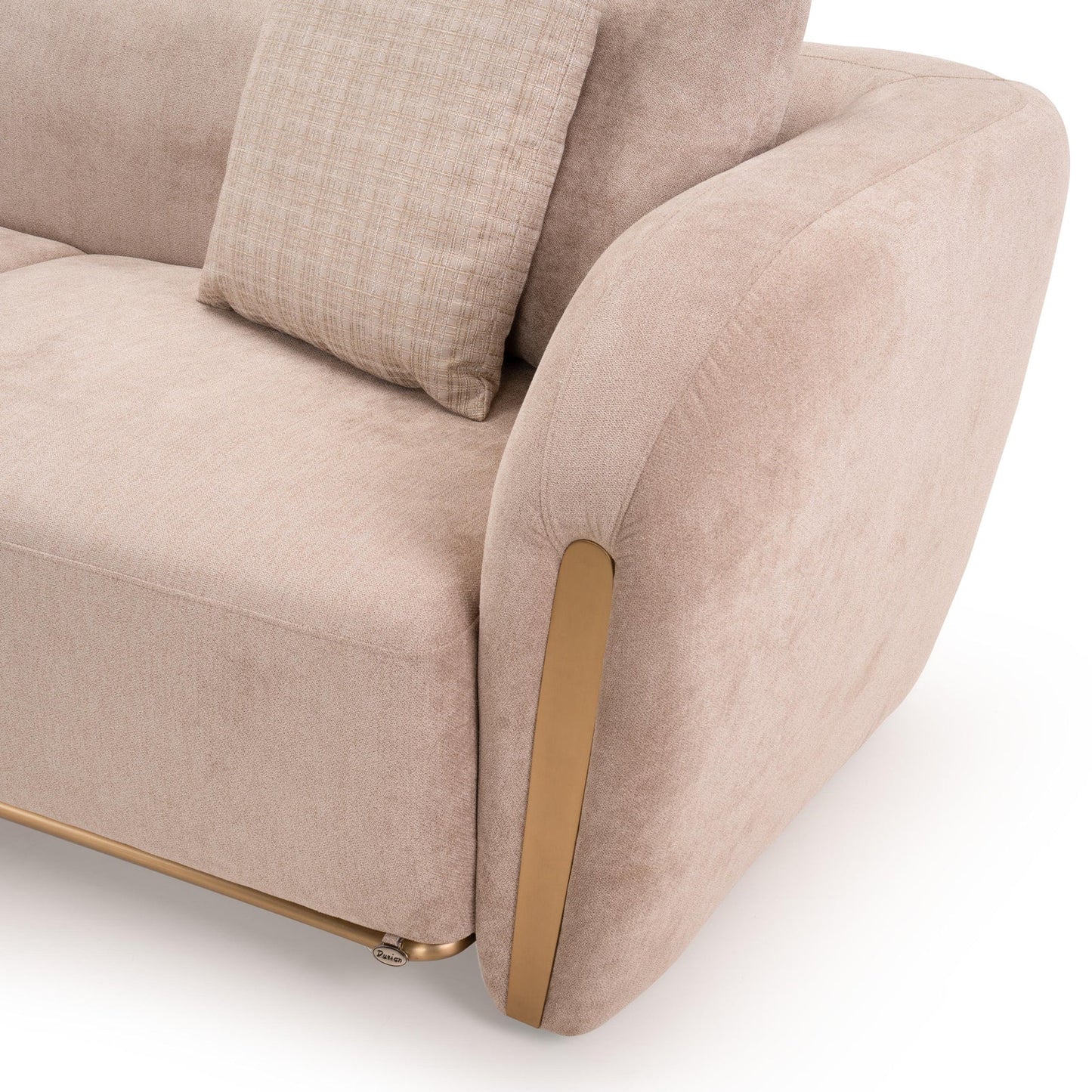Textured Velvet 2 Seater Sofa in Ashen Beige