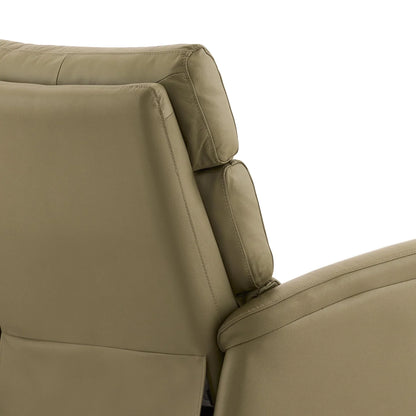 Leather 3 Seater Reclining Sofa in Olive Green