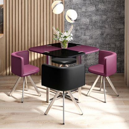Glass Stowaway 4 Seater Dining Set