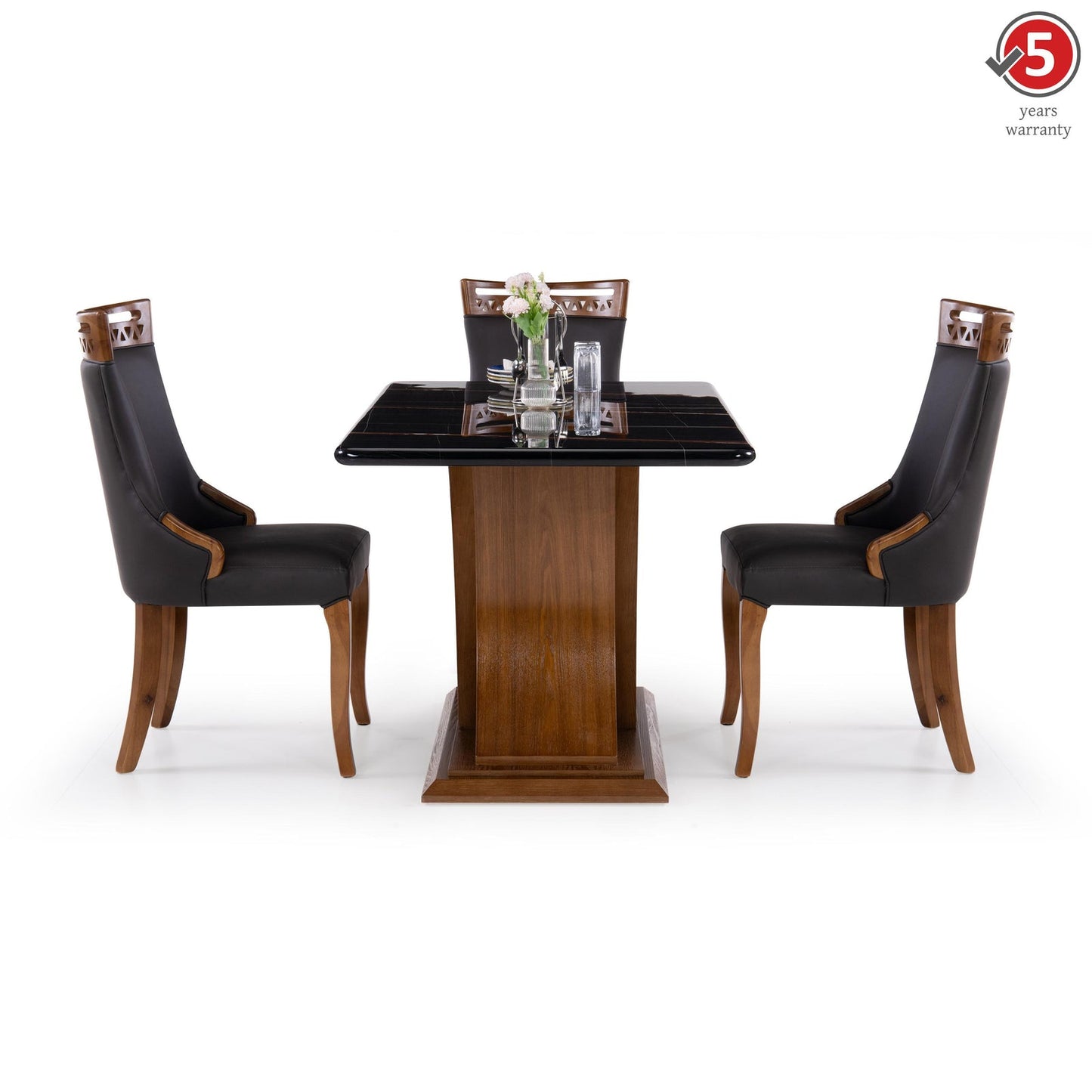 4 Seater Dining Set with Marble Finished Top