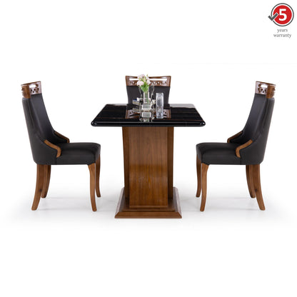 4 Seater Dining Set with Marble Finished Top