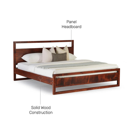 Solid Wood King Size Bed in Dark Oak Finish