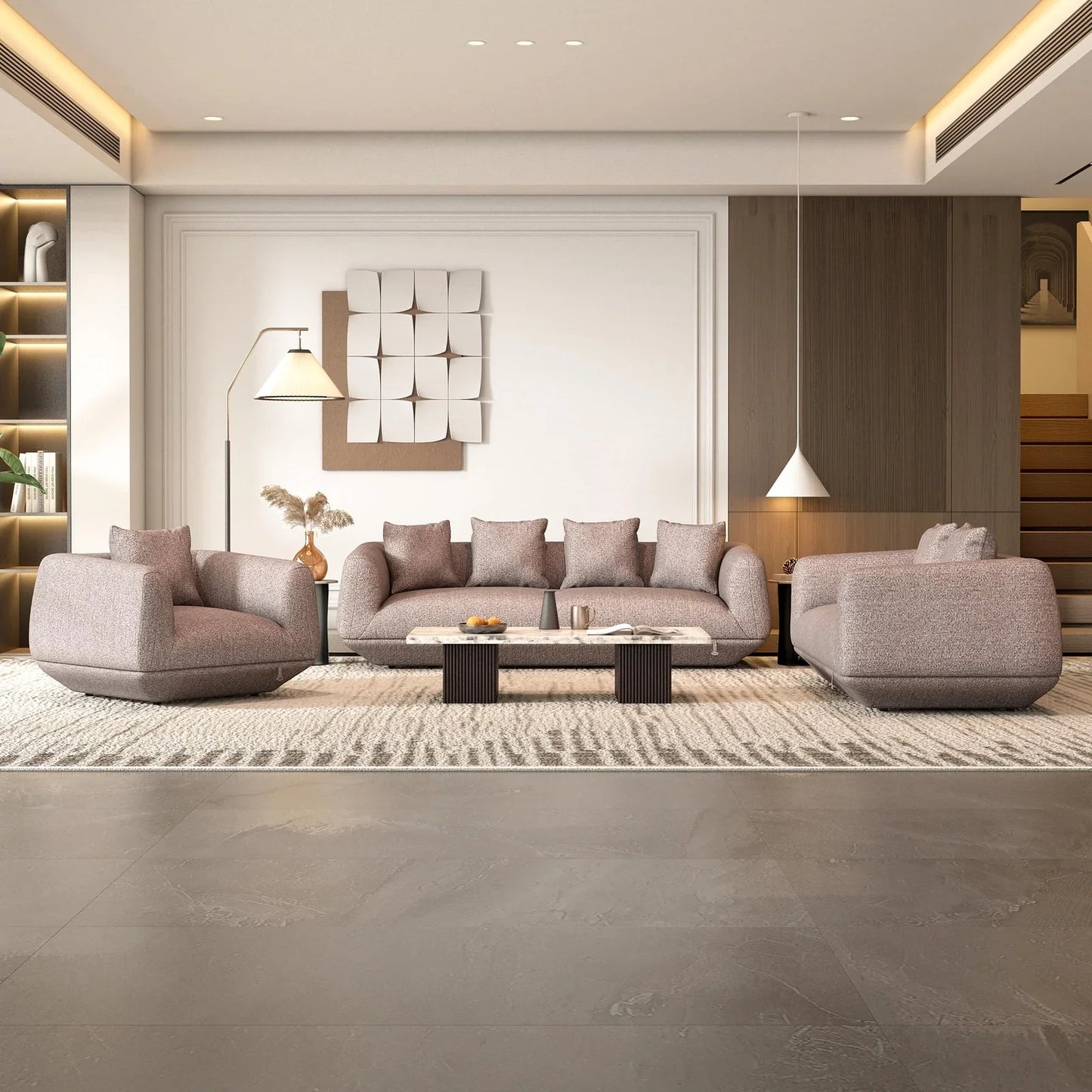 Boucle 3 Seater Sofa in Cocoa Brown