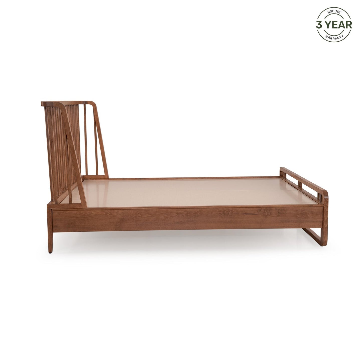 Slatted Wingback Solid Wood King Size Bed