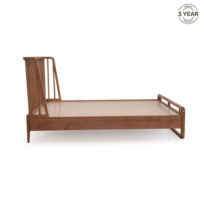 Slatted Wingback Solid Wood King Size Bed