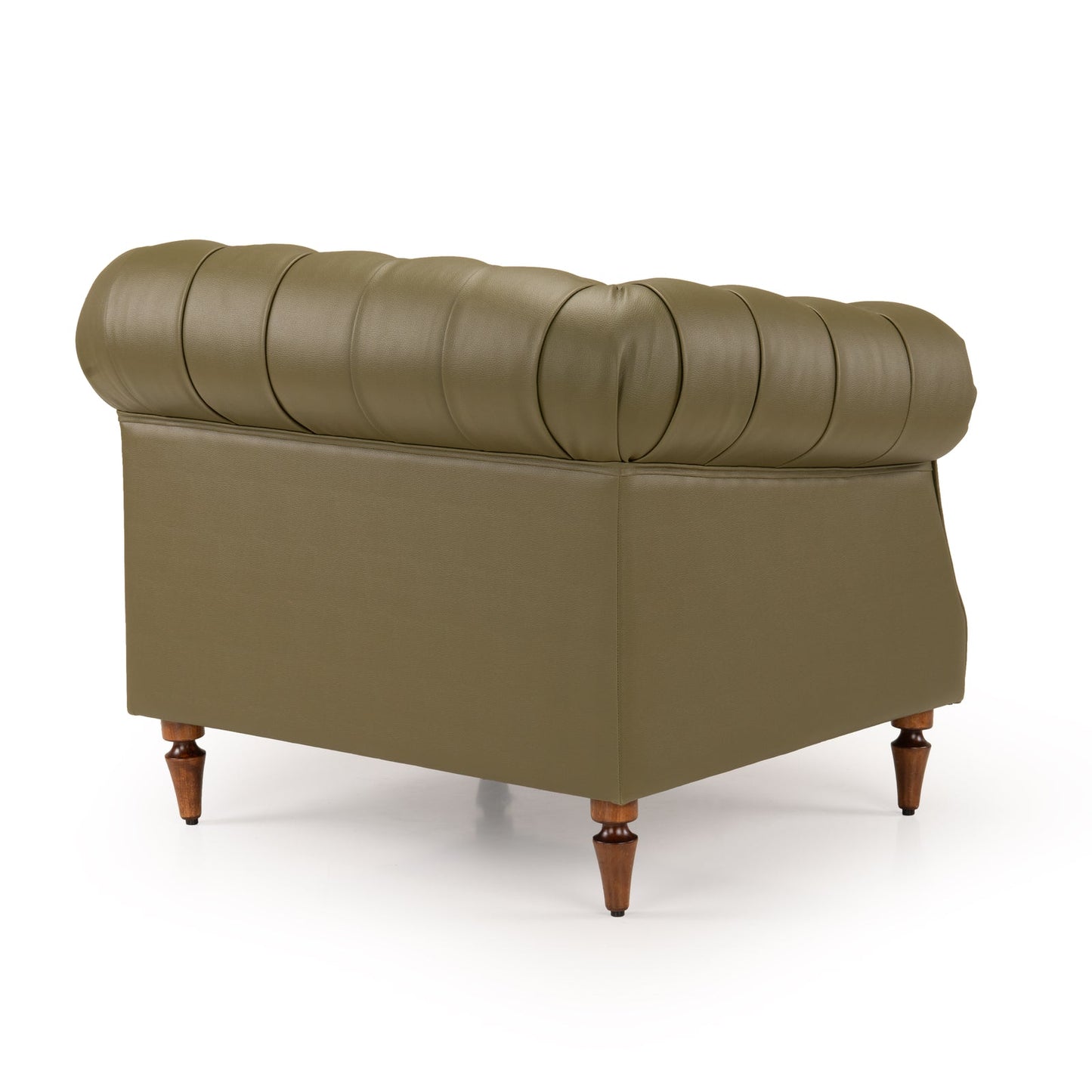 Leatherette 1 Seater Chesterfield Sofa in Olive Green