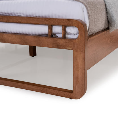 Slatted Wingback Solid Wood King Size Bed