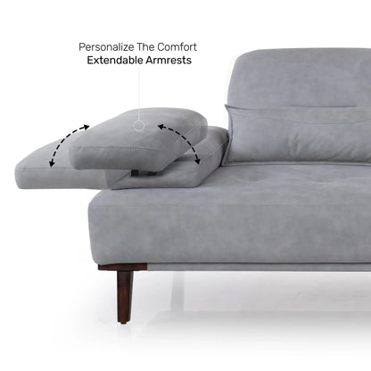 Suede L Shaped Sofa with Extendable Backrest