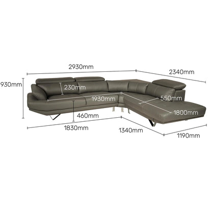 Leatherette L-Shape Sofa with Adjustable Headrest
