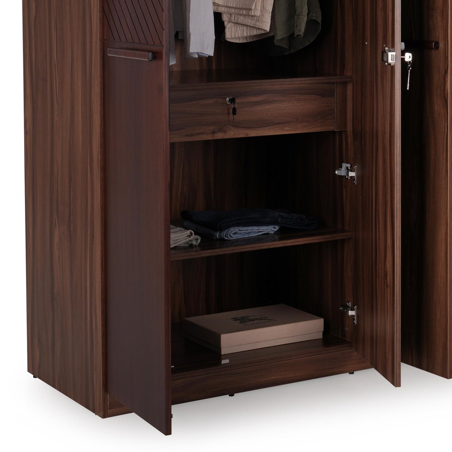 Veneer 3 Door Wardrobe in Walnut Finish