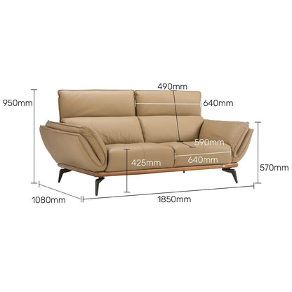 Leather 2 Seater Sofa in Dark Khaki