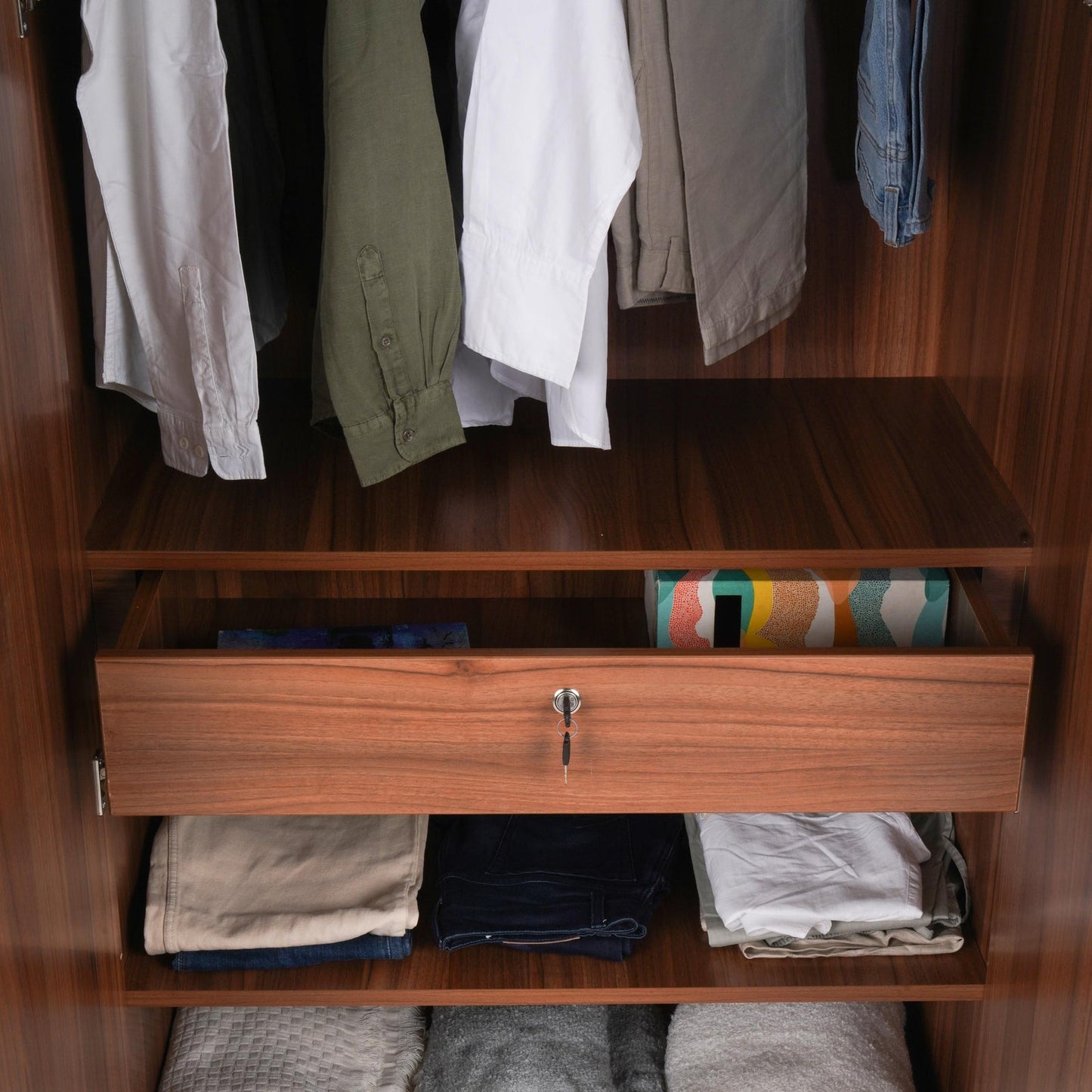 2 Door Wardrobe with External Drawer