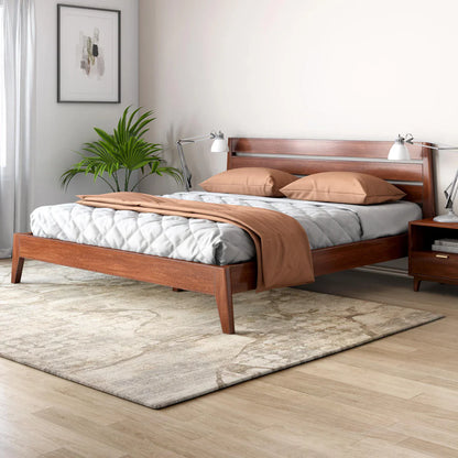 Solid Wood King Size Bed in Dark Oak Finish